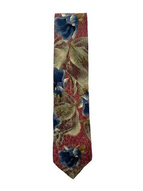Vintage Structure Italian Fabric Floral Tie 90s